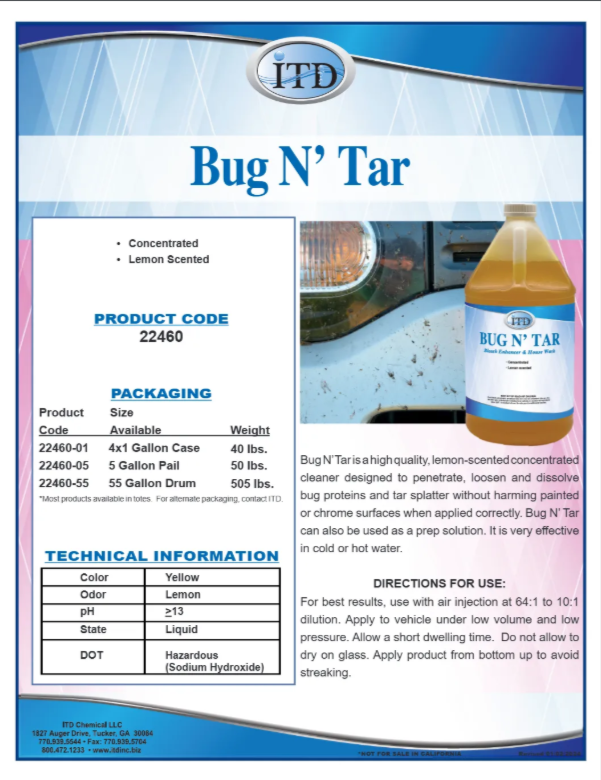 Bug & Tar Remover - ($2.37/Per Gallon) Makes 40 Gallons